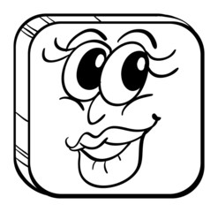 A cube with a face of a woman