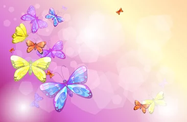 Crédence de cuisine en verre imprimé Papillon Une papeterie avec des papillons colorés