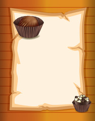 An empty stationery with two chocolate cupcakes