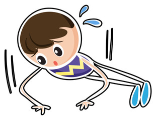 A sketch of a boy doing the push up exercise