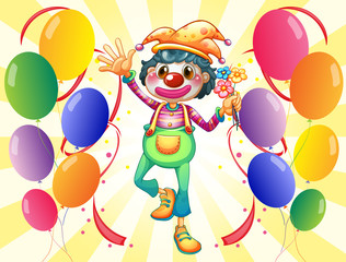 Obraz na płótnie Canvas Clown z kwiatów i balonów