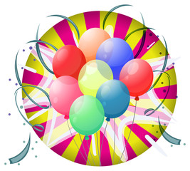 A spinning wheel with balloons