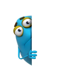 Poster 3d cartoon cute blue monster © Albert Ziganshin