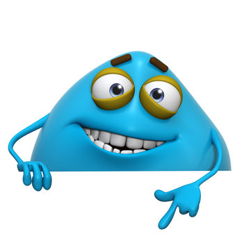 3d Cartoon Cute Blue Monster