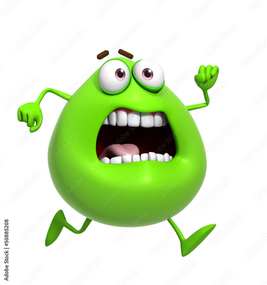 Sticker 3d cartoon cute green monster