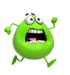Stickers pour porte Doux monstres 3d cartoon cute green monster