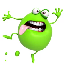 Printed kitchen splashbacks Sweet Monsters 3d cartoon cute green monster