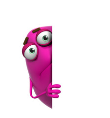 3d cartoon cute pink monster
