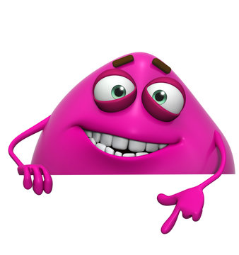 3d cartoon cute pink monster