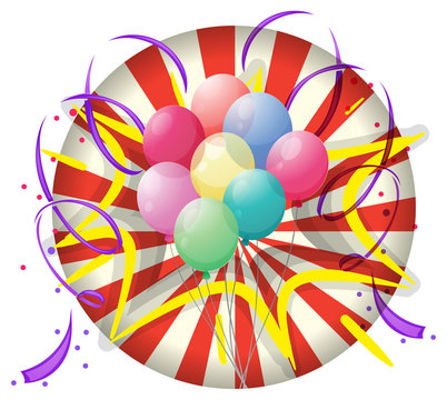 A spinning wheel with balloons at the center