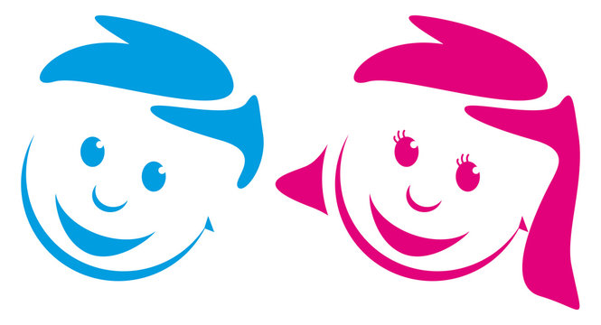 Junge M&auml;dchen Gesicht Signet Icon