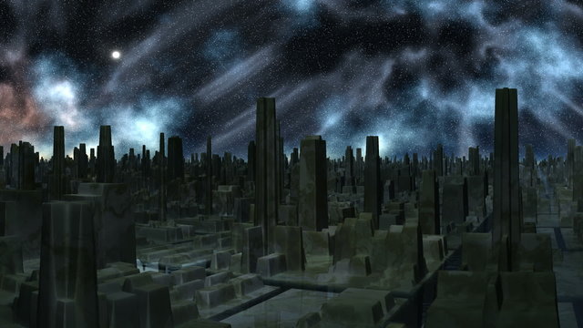 Space storm over the city of aliens