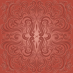 Design pattern with swirling floral decorative ornament
