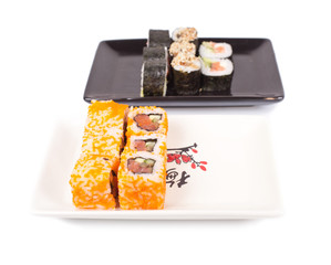 sushi rolls on white plate