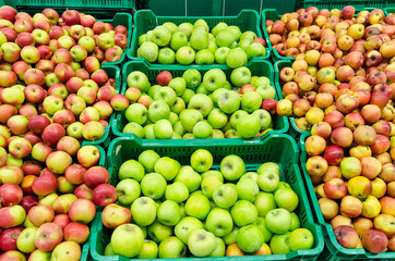 Colorful Display Of Apples In A Market