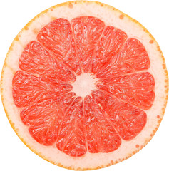 Pink Grapefruit Slice Isolated - 50893450