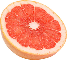 Pink Grapefruit Slice Isolated