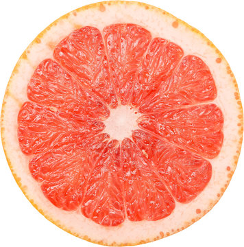 Pink Grapefruit Slice Isolated