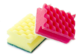household sponges on a white background
