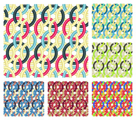 Entwined rings. Seamless patterns.
