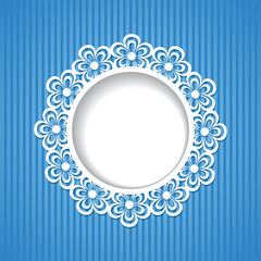 lacy round frame on the blue background