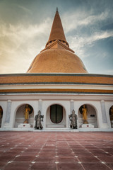 Giant pagoda with statue of guard in the front
