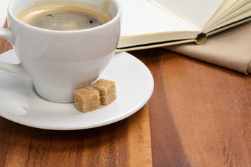 cup of espresso with cane sugar
