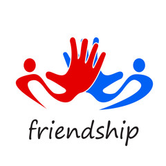 Obraz premium Logo solidarity, hands touching # Vector