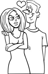 man and woman in love cartoon