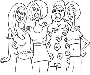 vrouwen vrienden cartoon afbeelding