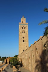 Fototapeta na wymiar Koutoubia Mosque, most famous symbol of Marrakesh city, Morocco.