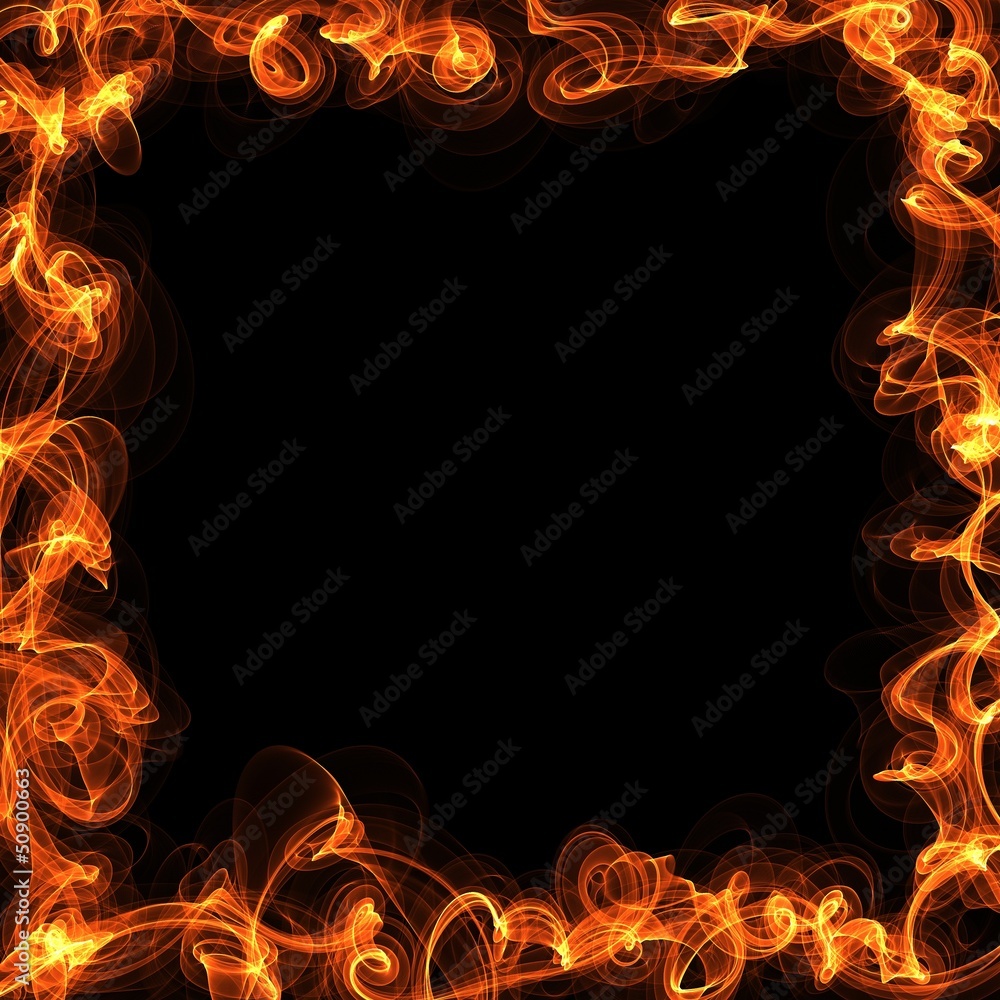 Wall mural fire frame