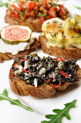 Bruschetta with different toppings