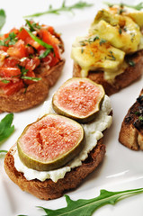 Bruschetta with different toppings