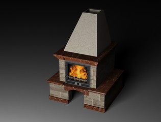 3d illustration of a fireplace,3d render of fire place