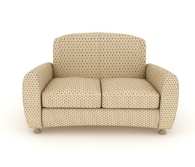 Modern beige leather sofa in a flecked
