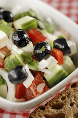Greek salad with Olives, Tomato, Cucumber, Onions and Cheese