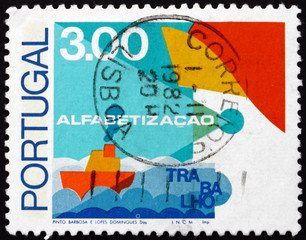 Postage stamp Portugal 1976 Ship, Fight against Illiteracy