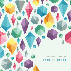 Vector hanging geometric shapes corner on colorful pattern