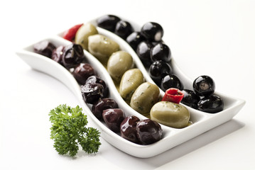 Three sorts of olives