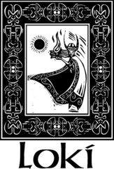 Norse God Loki With Border - obrazy, fototapety, plakaty