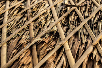 Thatch roof for traditional house in Asia. Background photo.