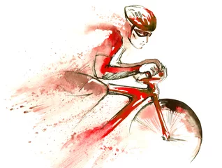 Photo sur Plexiglas Peintures cycliste de course