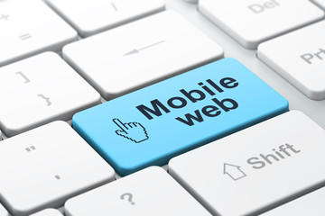 Web development concept: Mouse Cursor and Mobile Web on computer