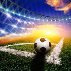 Naklejka premium soccer ball on the field