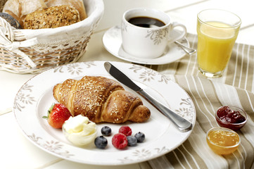 Breakfast with Croissant and Coffee