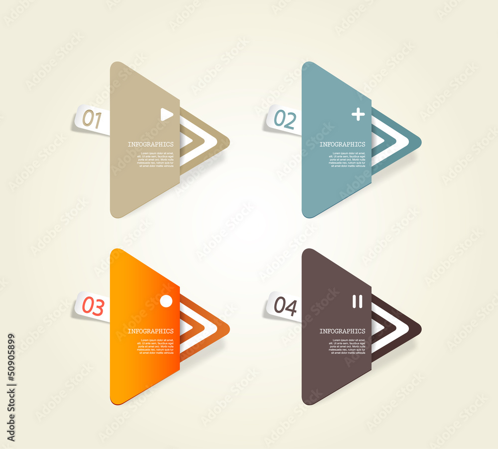 Poster four colored paper triangles with place for your own text.