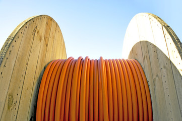 cable drum with orange cable