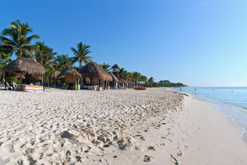 Idylic beach at Playa del Carmen with no people, Mexico.