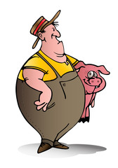 swine breeder carry pink pig